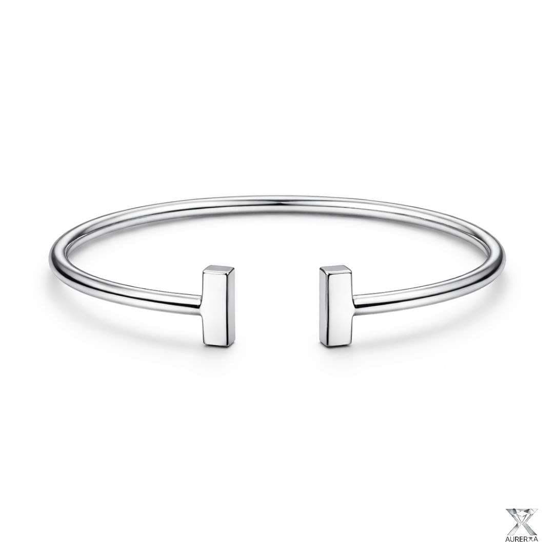 T Wire Silver Bracelet - 999 silver Jewellery by AURERXA